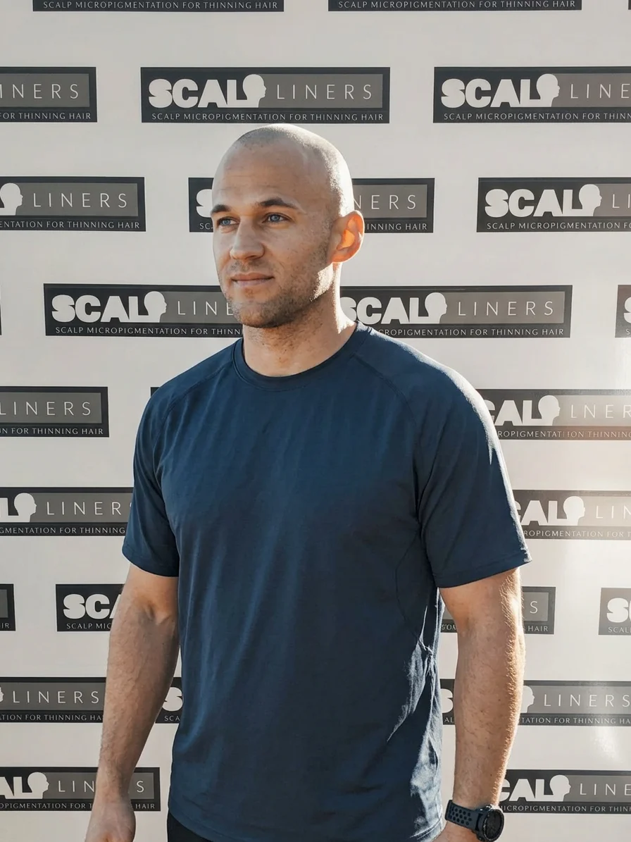 Full head scalp micropigmentation shaved hair look in Kent