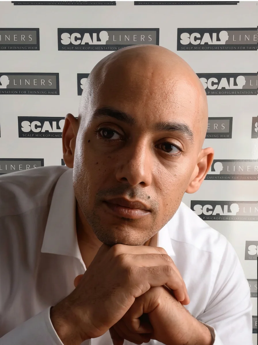Scalp micropigmentation hairline result at ScalpLiners
