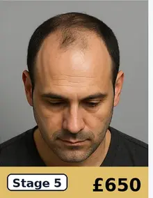 Norwood stage 5 advanced hair loss SMP pricing example at ScalpLiners Kent